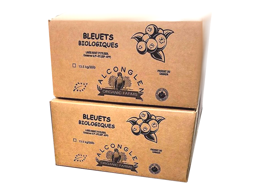 2 30 lb boxes of frozen Falconglen organic blueberries