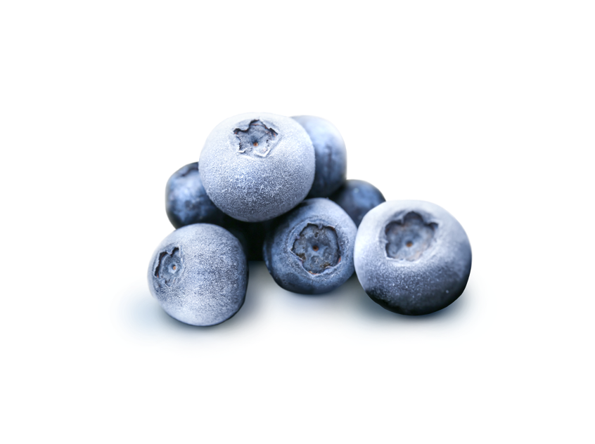 Small pile of frozen Falconglen organic blueberries